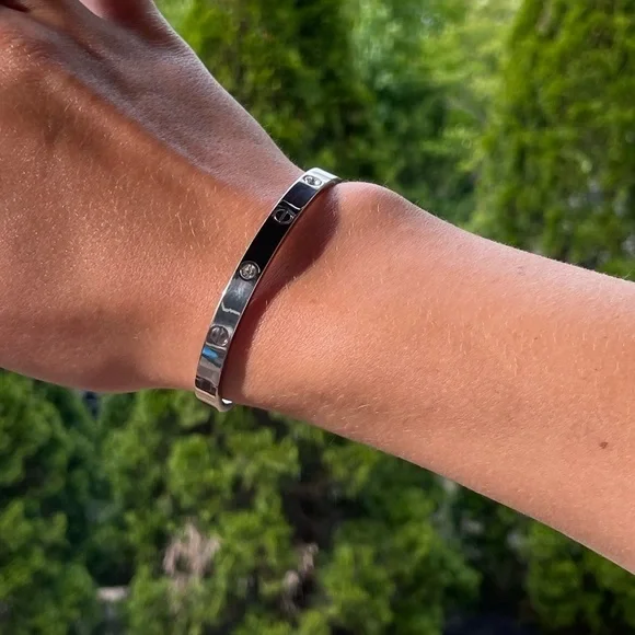 LUXURY GOLD SCREW BRACELET ZIRCONIA LOVE BANGLE BRACELET - Picture 12 of 16